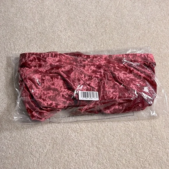 New in Package Burgundy Velour High Waist Mini Skirt, Juniors - Picture 4 of 4